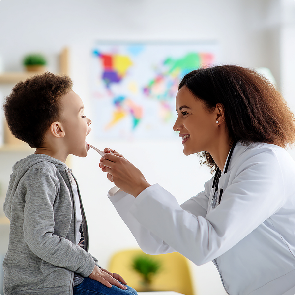 woman dentist and kid