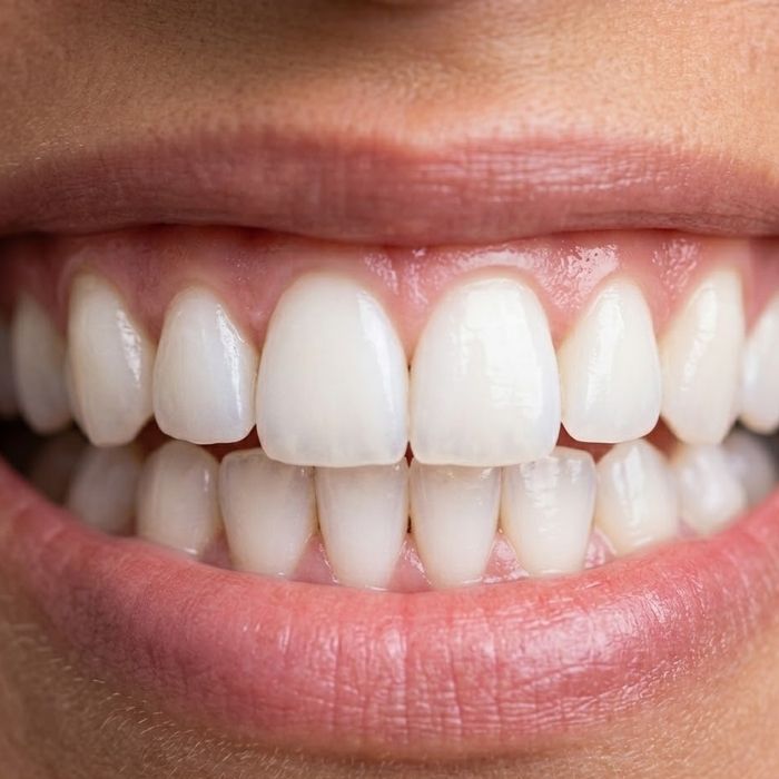 Close-up of bright, white teeth representing professional teeth whitening results.